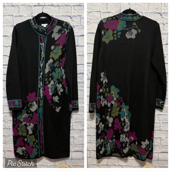 J.Jill Trailing Flowers Longline Duster Cardigan sweater - Picture 3 of 13